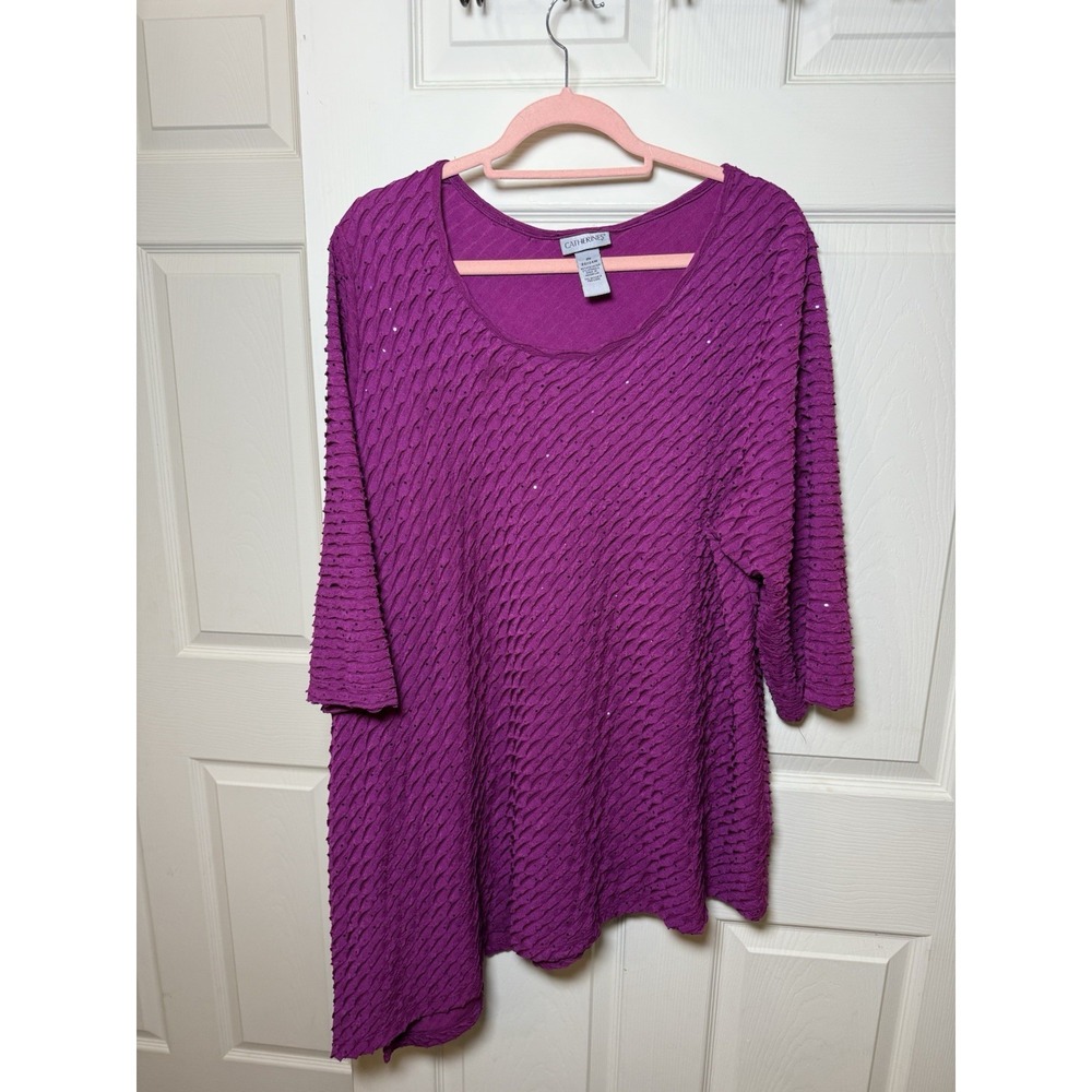 Catherine's Women's Asymmetrical‎ Top Sequin Professional Career Church 2X